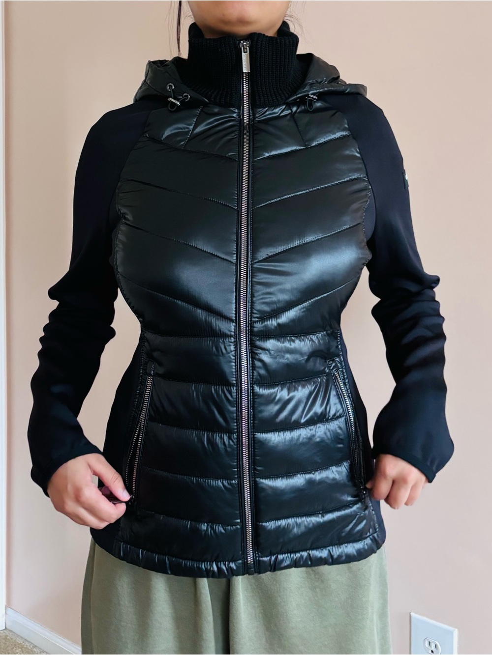 Calvin Klein Black Quilted Hooded Puffer Jacket